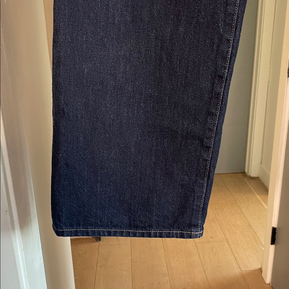 Uniqlo Women's Dark Blue Wide Straight Leg, High Waisted Baggy Jeans size 2 💖 - Picture 5 of 11